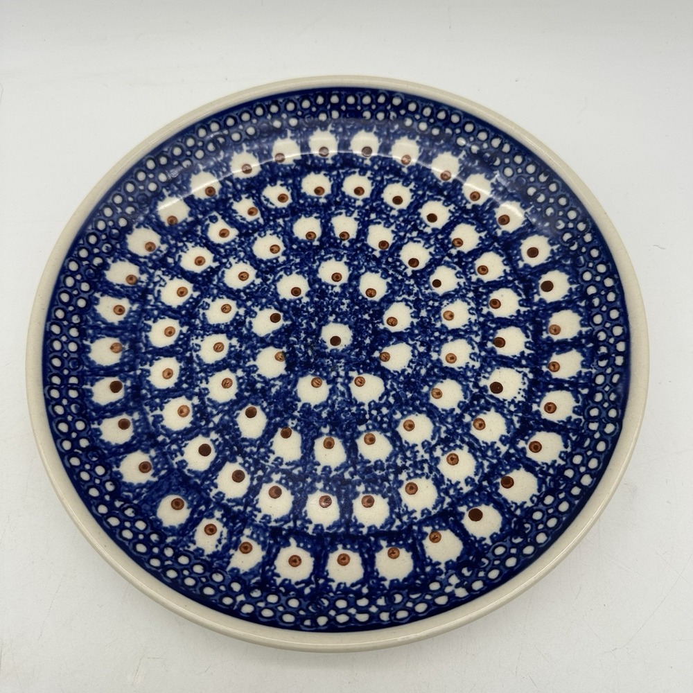 Vintage Polish Pottery 8" Plate Decorative Usable Dish Hand Made In Poland